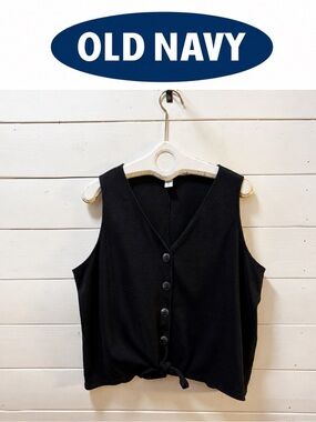 OLD NAVY Black Tie-Front Tank Top XXL